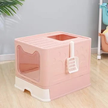 GENENIC Large Foldable Cat Litter Box with Lid