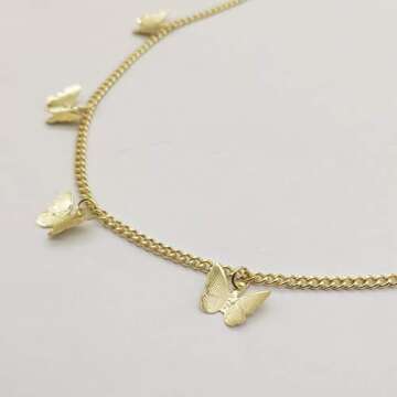 HUASAI Butterfly Choker Necklaces for Women Tennis Butterfly Chain CZ Butterfly Necklace Silver