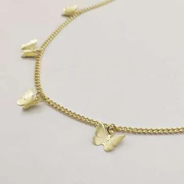 HUASAI Butterfly Choker Necklaces for Women Tennis Butterfly Chain CZ Butterfly Necklace Silver