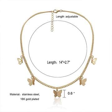 HUASAI Butterfly Choker Necklaces for Women Tennis Butterfly Chain CZ Butterfly Necklace Silver