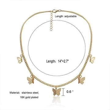 HUASAI Butterfly Choker Necklaces for Women Tennis Butterfly Chain CZ Butterfly Necklace Silver