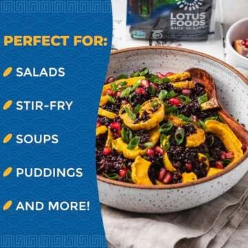 Lotus Foods Heirloom Forbidden Rice - Black Rice, Purple Rice, Black Rice Bulk, Gluten Free Heirloom Rice, Whole Grain, Non GMO, Vegan - 15 Oz Bag (Pack of 1)