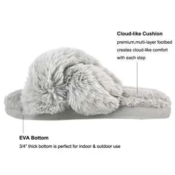 Soft Plush Fleece Cross Band Slippers for Women