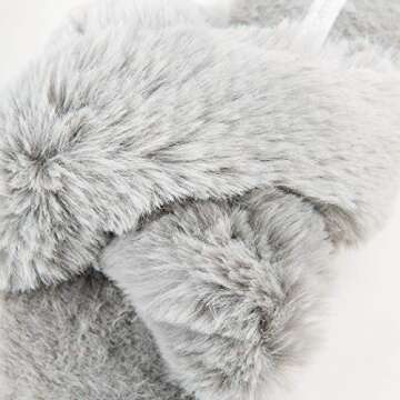 HALLUCI Women's Cross Band Soft Plush Fleece House Indoor or Outdoor Slippers (X-Large, Grey)