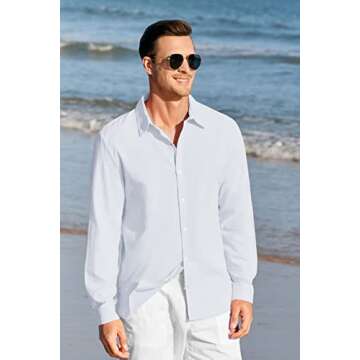 Men's Lightweight Linen Beach Long Sleeve Casual Shirt