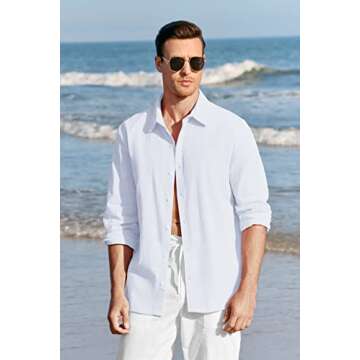 Men's Lightweight Linen Beach Long Sleeve Casual Shirt