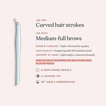 Tina Davies Professional 18 U Nano Microblade - Disposable Microblade - Includes Pigment Ring and Sticky Ruler - Sterile, 8 Pack