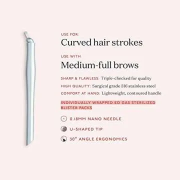 Tina Davies Professional 18 U Nano Microblade - Disposable Microblade - Includes Pigment Ring and Sticky Ruler - Sterile, 8 Pack