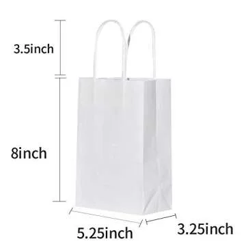 bagmad 50 Pack Small White Gift Paper Bags for Gifting