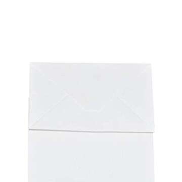 bagmad 50 Pack 5.25x3.25x8 Inch Sturdy Small White Gift Paper Bags with Handles Bulk, Kraft Bags, Craft Grocery Shopping Business Retail Party Favors Wedding Sacks (White, 50pcs)