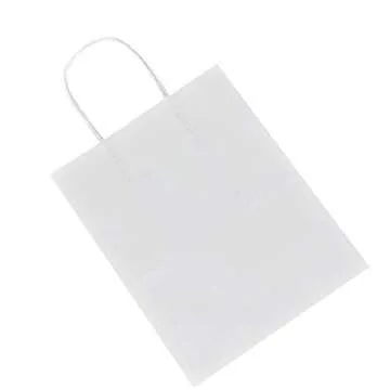 bagmad 50 Pack Small White Gift Paper Bags for Gifting