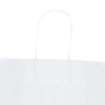 bagmad 50 Pack 5.25x3.25x8 Inch Sturdy Small White Gift Paper Bags with Handles Bulk, Kraft Bags, Craft Grocery Shopping Business Retail Party Favors Wedding Sacks (White, 50pcs)