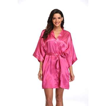 Women's Plus Size Satin Robes Short,Rose