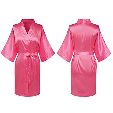 Women's Plus Size Satin Robes Short,Rose