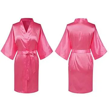 Women's Plus Size Satin Robes Short,Rose