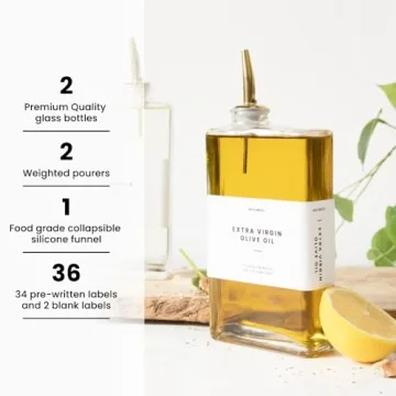 Molimoli Olive Oil Dispenser for Kitchen, Oil and Vinegar Dispenser Set, Glass Olive Oil Dispenser Bottle, Soy sauce dispenser, coffee syrup bottles | Set of 2 - Gold Oil Dispenser