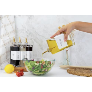 Molimoli Olive Oil Dispenser for Kitchen, Oil and Vinegar Dispenser Set, Glass Olive Oil Dispenser Bottle, Soy sauce dispenser, coffee syrup bottles | Set of 2 - Gold Oil Dispenser