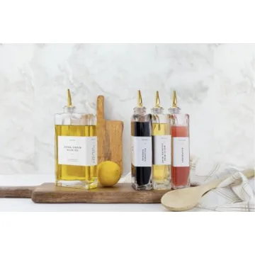 Molimoli Olive Oil Dispenser for Kitchen, Oil and Vinegar Dispenser Set, Glass Olive Oil Dispenser Bottle, Soy sauce dispenser, coffee syrup bottles | Set of 2 - Gold Oil Dispenser