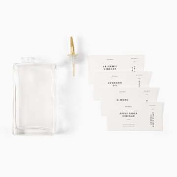 Molimoli Olive Oil Dispenser for Kitchen, Oil and Vinegar Dispenser Set, Glass Olive Oil Dispenser Bottle, Soy sauce dispenser, coffee syrup bottles | Set of 2 - Gold Oil Dispenser