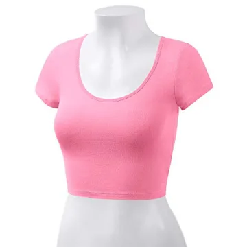 Styling Women’s Cotton Scoop Neck Crop Tops Neon Fuchsia
