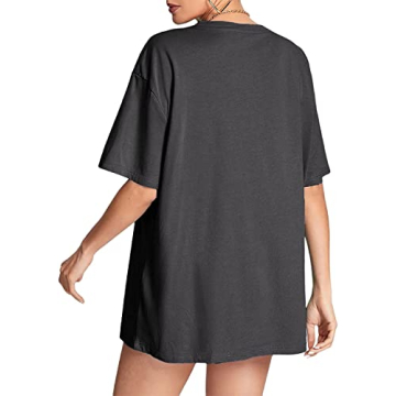 Remidoo Women Sun and Moon Tie Dye T-Shirt Oversized Deep Grey XX-Large