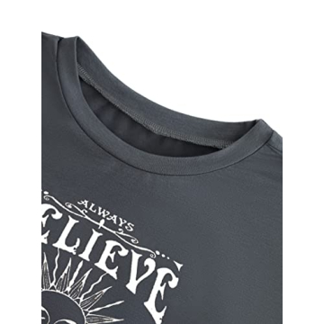 Remidoo Women Sun and Moon Tie Dye T-Shirt Oversized Deep Grey XX-Large