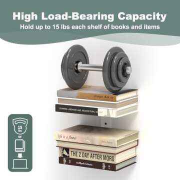 Mefirt 6-Tier Invisible Floating Bookshelves for Home