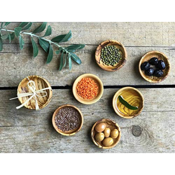 Handcrafted Tubibu Olive Wood Mini Bowls Set of 6