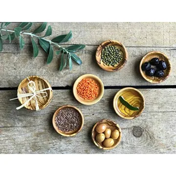 Handcrafted Tubibu Olive Wood Mini Bowls Set of 6