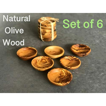 Handcrafted Tubibu Olive Wood Mini Bowls Set of 6