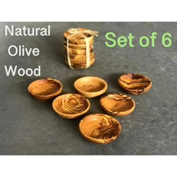 Handcrafted Tubibu Olive Wood Mini Bowls Set of 6
