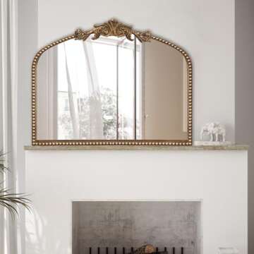 ironsmithn Gold Arched Mirror, Ornate Baroque Mirror, 30"x36" Marlowe Antique Traditional Mirror, Me...