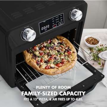 GreenPan Bistro Matte Black 9-in-1 Air Fry Oven, Nonstick Baking Pan, Stainless Steel Rack, and Bask...