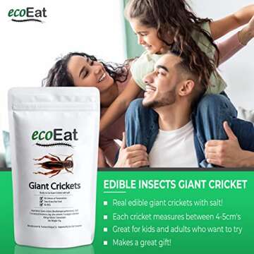 ecoEat Edible Insects Giant Crickets - Unique 15g Snack Gift