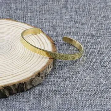 JoycuFF Blank Friendship Cuff Bracelet Stainless Steel Jewelry Minimalist Simple Open Bangle Gold