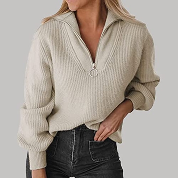 WPCWRQD Women's Trendy Half Zip Sweater for Comfort