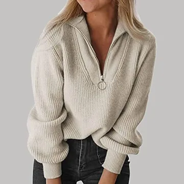 WPCWRQD Women's Trendy Half Zip Sweater for Comfort