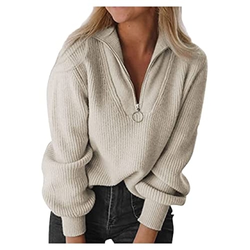 WPCWRQD Women's Trendy Half Zip Sweater for Comfort