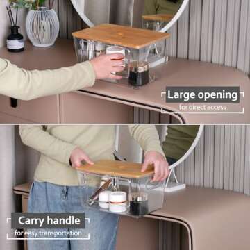 iEGrow 2 Set Pantry Organizers and Storage,Stackable Kitchen Laundry Cabinet Organizers with Bamboo Lid, Trash Bag Holder Dispenser,Fridge Organizer for Fruit,Onion,Potato,Produce,Vegetables