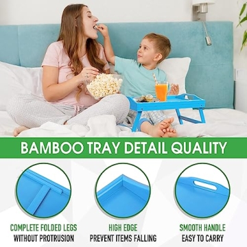 Bamboo Breakfast Tray with Handles for Easy Use