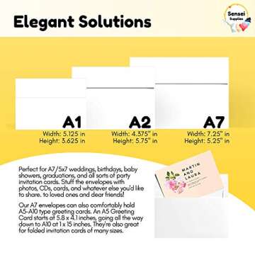 5x7 Envelopes for Invitations - 110 White Envelopes for 5x7 Cards - A7 - (5 ¼ x 7 ¼ inches) - Perf...