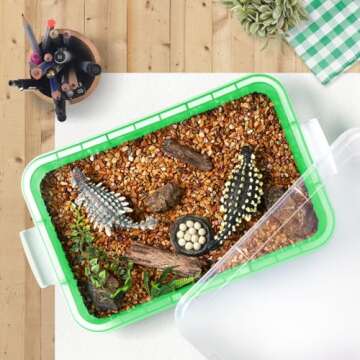 15Inch Portable Sensory Bin Play Tray with Lid, Fill with Water, Sand, Beads and More (Green)
