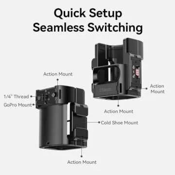 ULANZI PK-06 Expansion Adapter Accessories for DJI Osmo Pocket 3 Aluminum Protective Cage Metal Bracket Adapter Mount with 1/4 Screw Holes/Gopro Adapter/Cold Shoe/Osmo Action Quick-Release