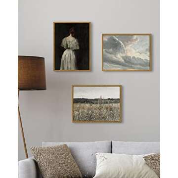 InSimSea Framed Canvas Prints Art Vintage Decor, Dark Academia Retro Decor, Seventeenth Century Lady...