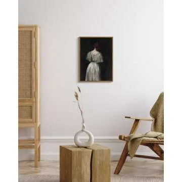 InSimSea Framed Canvas Prints Art Vintage Decor, Dark Academia Retro Decor, Seventeenth Century Lady Classical Painting for Bedroom Bathroom Office, 12"x16"