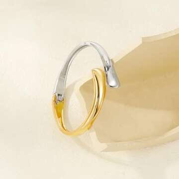 Elegant Two Tone Gold Silver Chunky Bangle Bracelet
