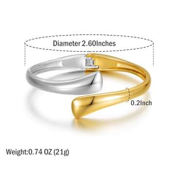 Elegant Two Tone Gold Silver Chunky Bangle Bracelet