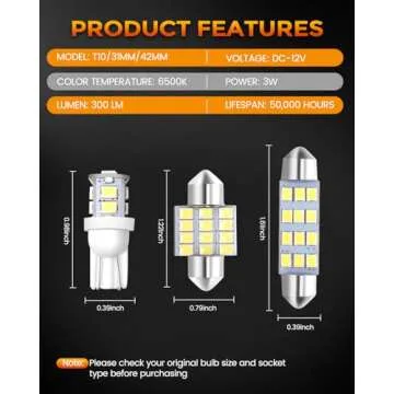 BANGO 24 Pieces Car LED Interior Bulb, Upgraded 500% Super Bright Dome Map Light 194 T10 DE3175 578 ...