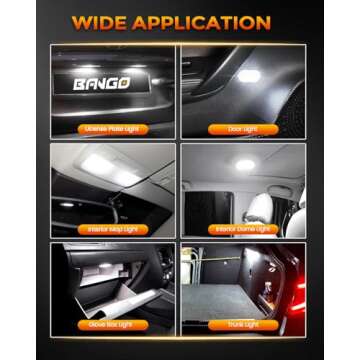 BANGO 24 Pieces Car LED Interior Bulb, Upgraded 500% Super Bright Dome Map Light 194 T10 DE3175 578 31mm 42mm Interior Replacement Lights Kit for License Plate Side Marker Trunk Light - White