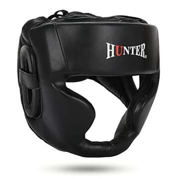HUNTER Headguard for Professional Boxing, MMA Training Headgear, Kickboxing Head Gear, Headgear for ...